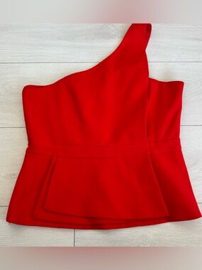 BCBGMAXAZRIA Kimberley One-Shoulder Peblum Top